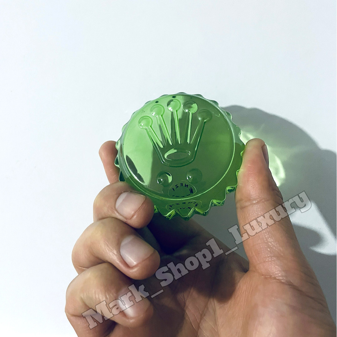 Rolex Triplock Italian Green Glass Paperweight Green Crystal Moon Cake Salviati