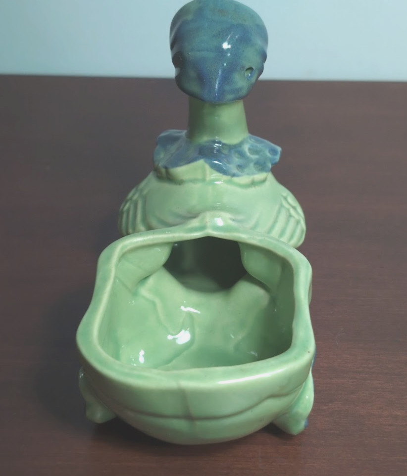 Vtg SHAWNEE Anthropomorphic Mother Goose w/ Cart Duck Planter Baby Nursery USA