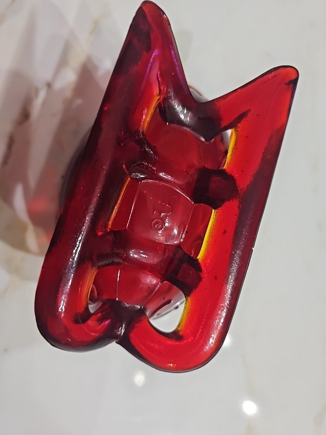 Mosser Ruby Red Santa Sleigh Candy Dish Christmas Holiday USA 5” Marked With M