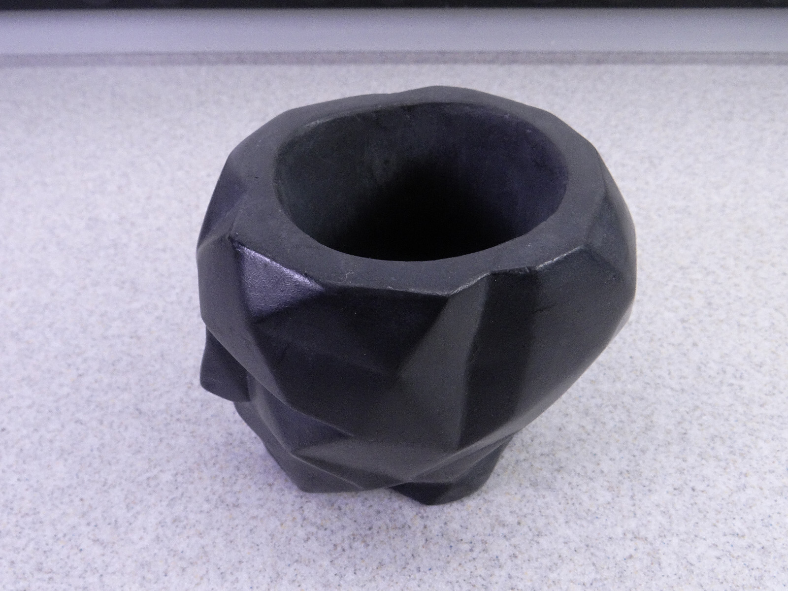Modern Contemporary Face Planter/Vase Cubist Style Geometric Head Black Small