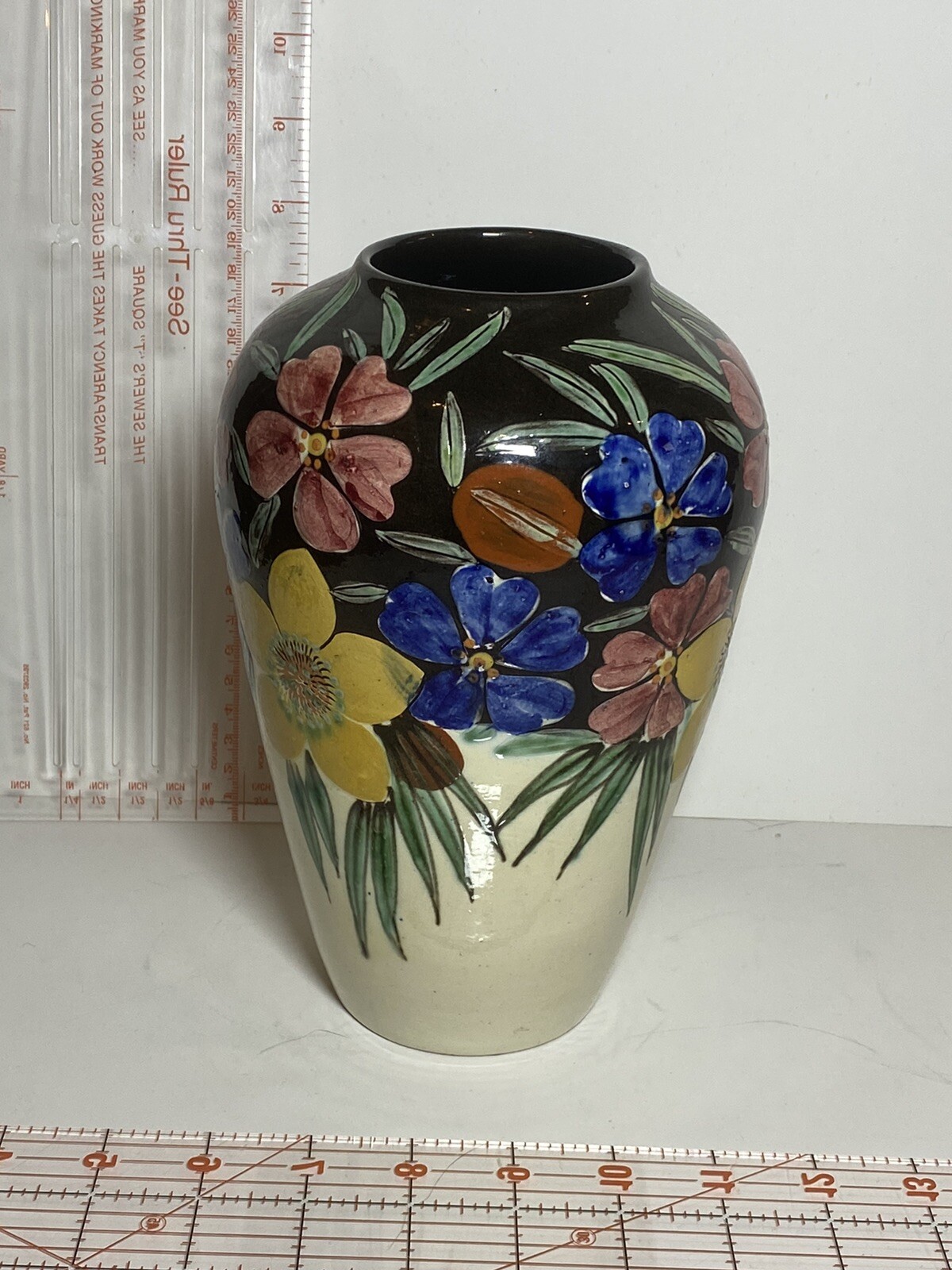 Desa Swiss Vase #182 With Floral Designs Made In Switzerland