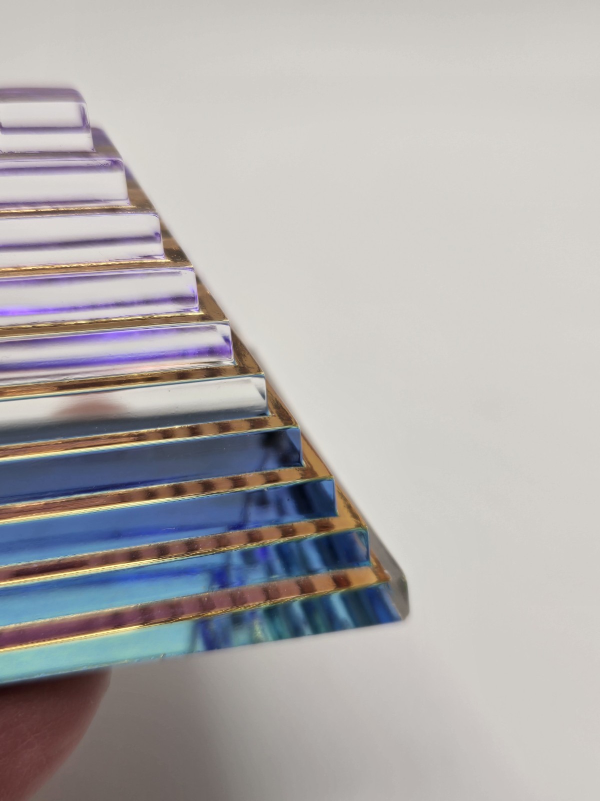 Vintage Rainbow Crystal/glass Pyramid Prism Paper Weight Very Pretty Tiny Chips