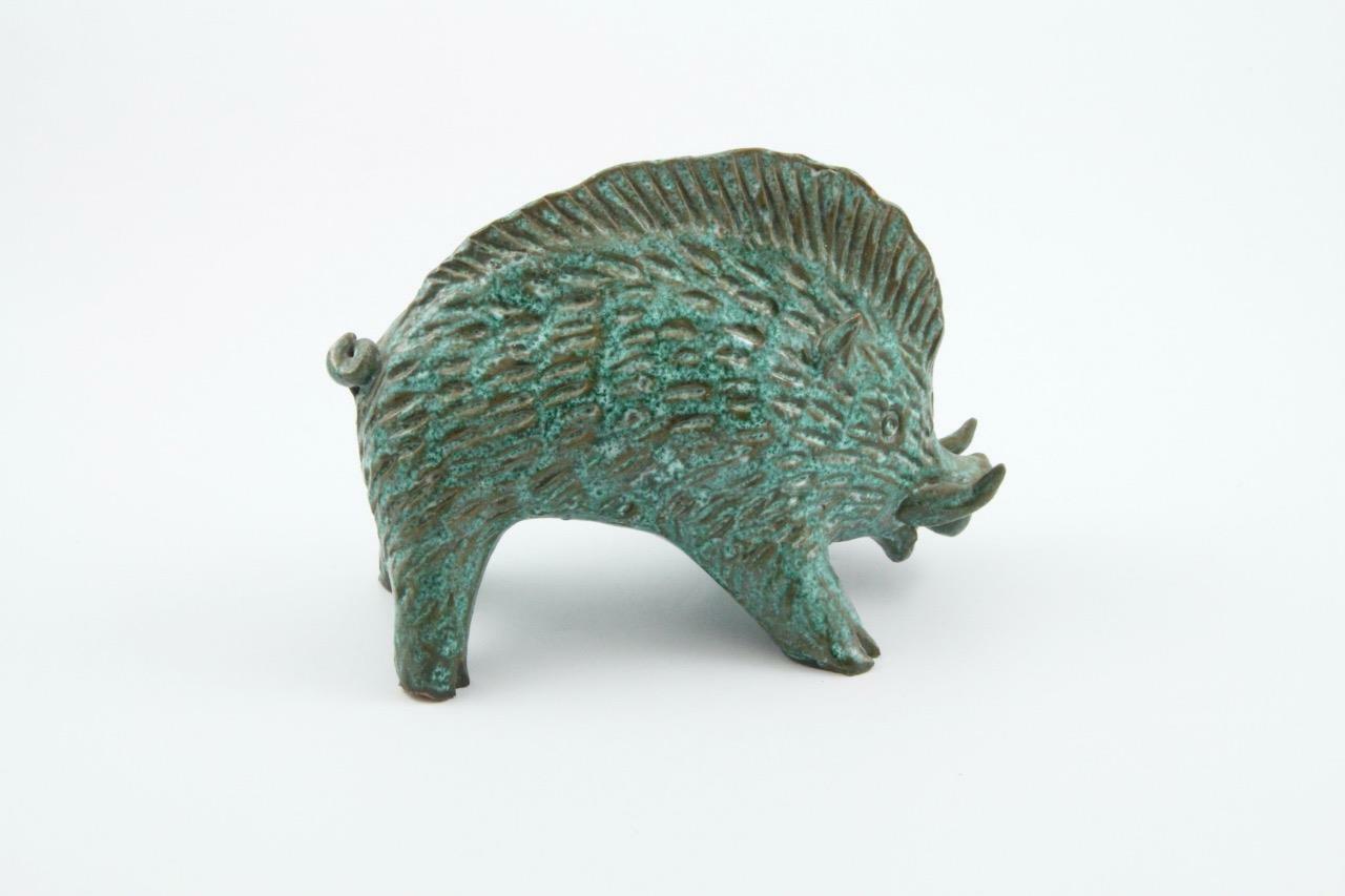 MCM Italian Cossu Sardinia Pottery Razorback Boar Sgraffito Figure Bitossi Style