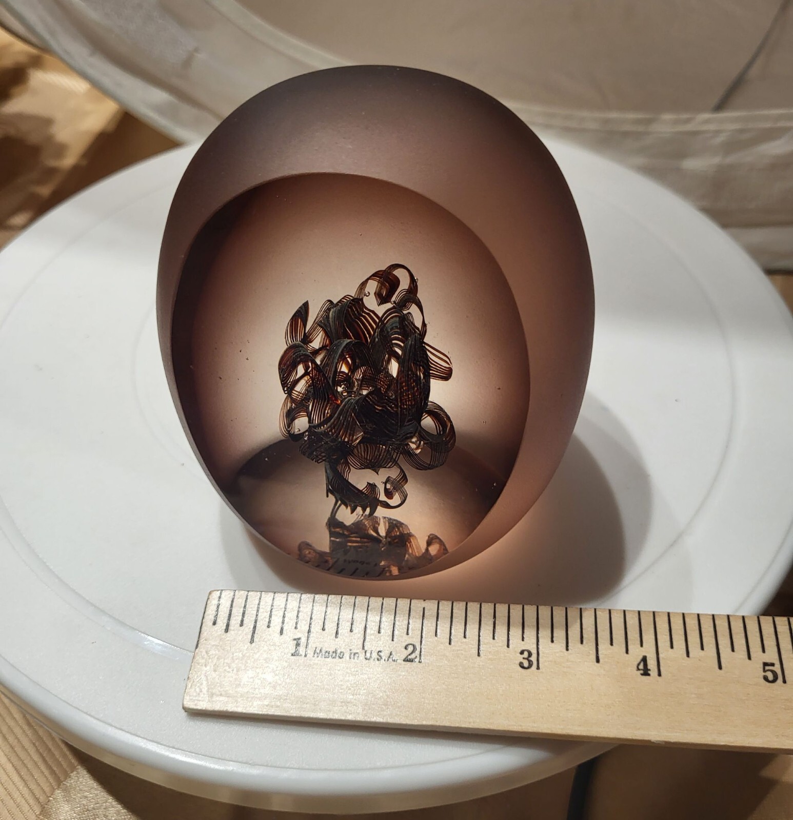 Signed Vanderlaan 10/83 FACETED MAGNUM PAPERWEIGHT Frosted – LOVELY 4in” -READ
