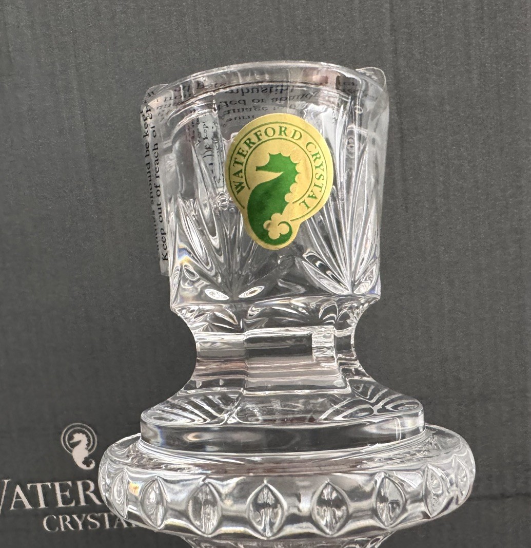 New WATERFORD Crystal TARA Set of 2 CANDLESTICK HOLDERS 10″ Tall NEW IN BOX