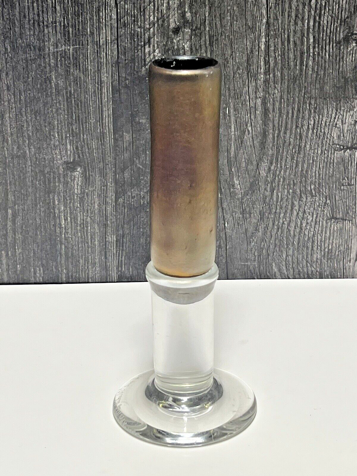 1992 ZELLIQUE STUDIO ART GLASS IRIDESCENT Candlestick Signed JOSEPH MOREL RARE