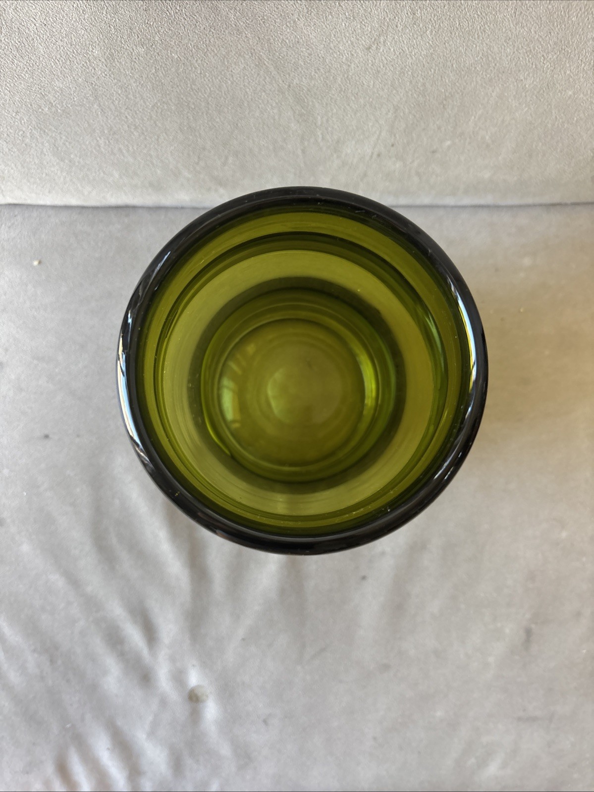 Murano Art Style Chartreuse & Olive Hand Blown Thick Glass Vase 10” X 5”