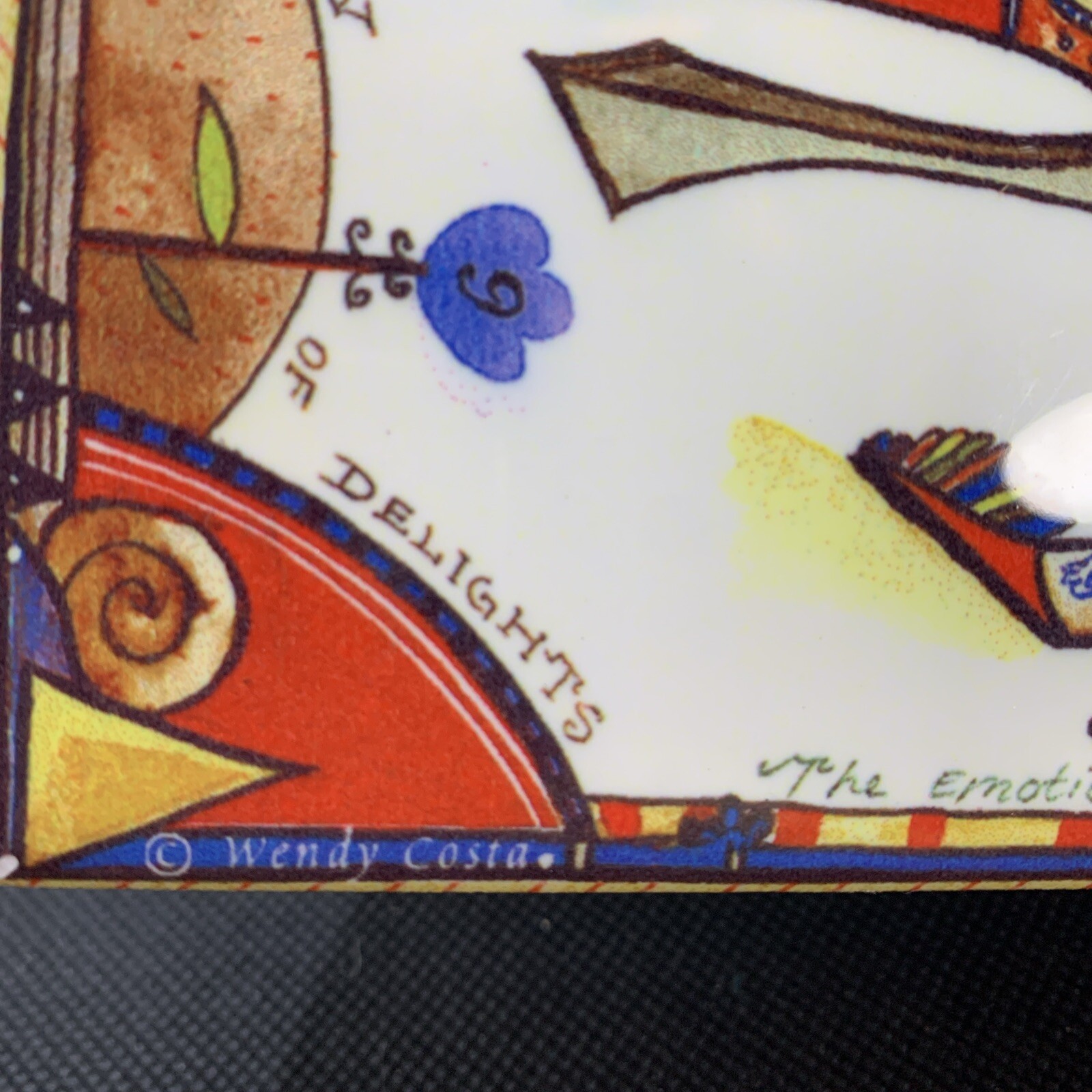 Wendy Costa Studio Ceramic 6″ Trivet A Vivid Garden Of Delights Whimsy Kitchy