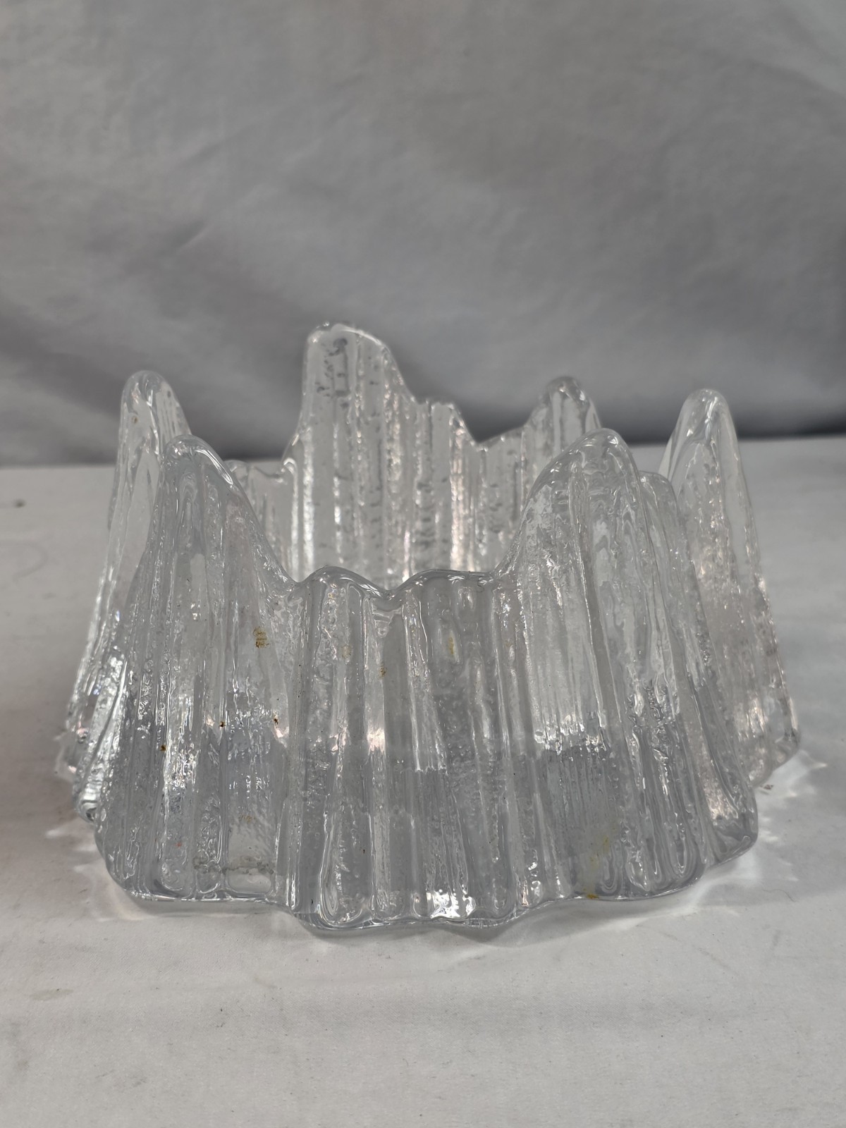 MCM Rune Strand Nybro Crystal Swedish Art Glass Volcano Votive Candle Holder 104