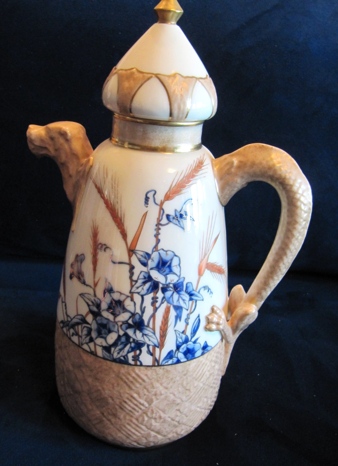 Antique Ott & Brewer American Belleek Dragon-Spout Chocolate Pot