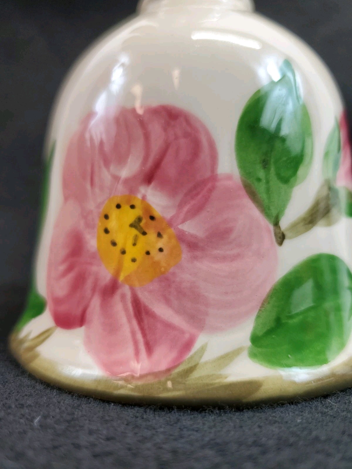 VTG Franciscan Desert Rose Porc. Dinner Bell Stamped Flying F 6” Granny Cottage