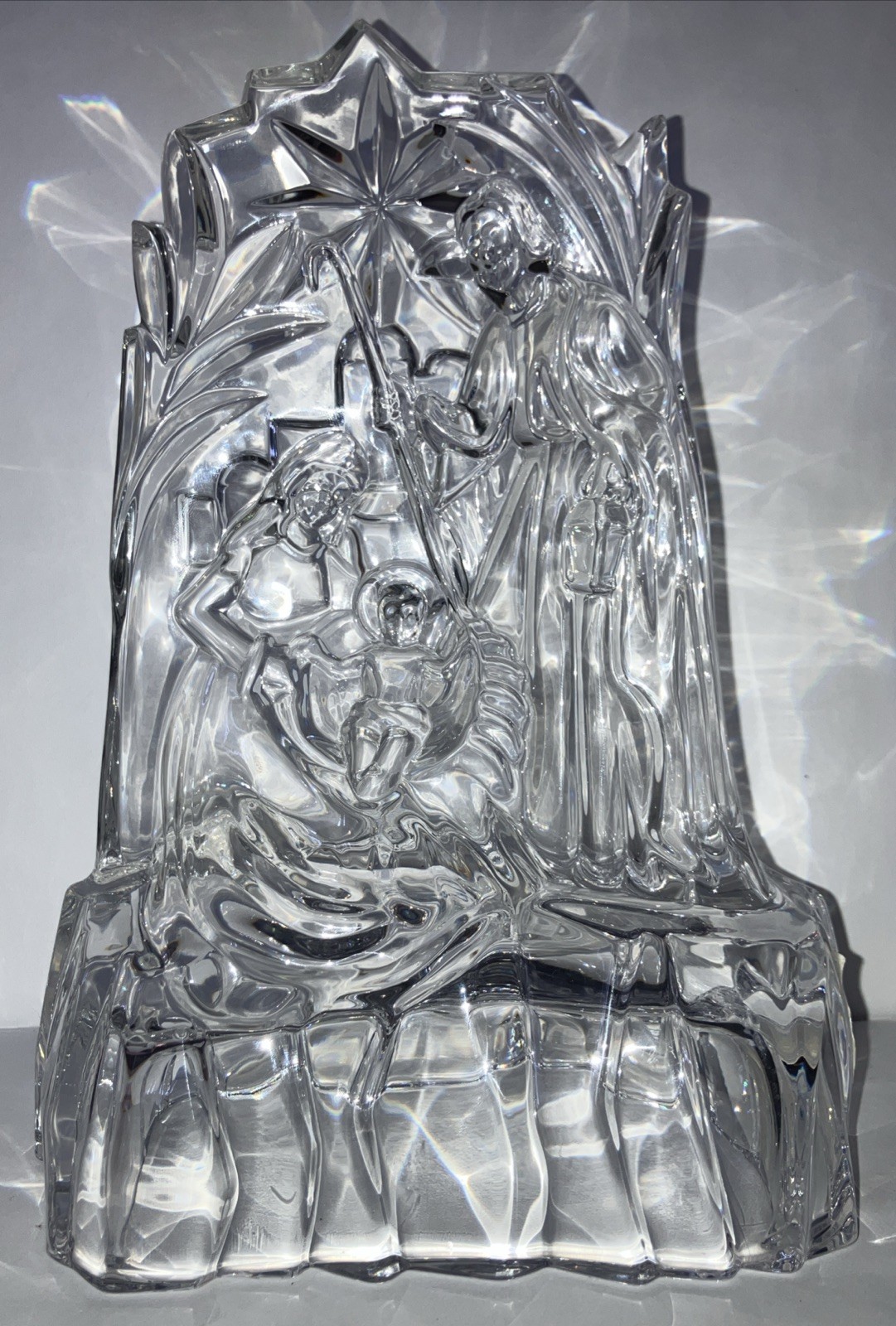 Mikasa Nativity Christmas Scene Religious Crystal Sculpture 10″ Bleikristall