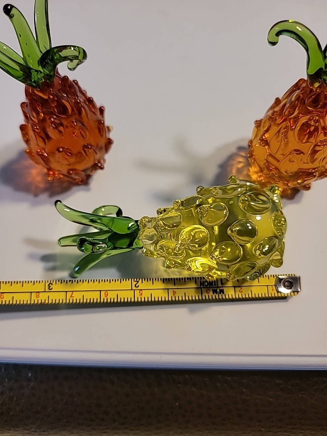 Hand Blown set of 3 Glass Pineapple Fruit Made in CZECH Republic