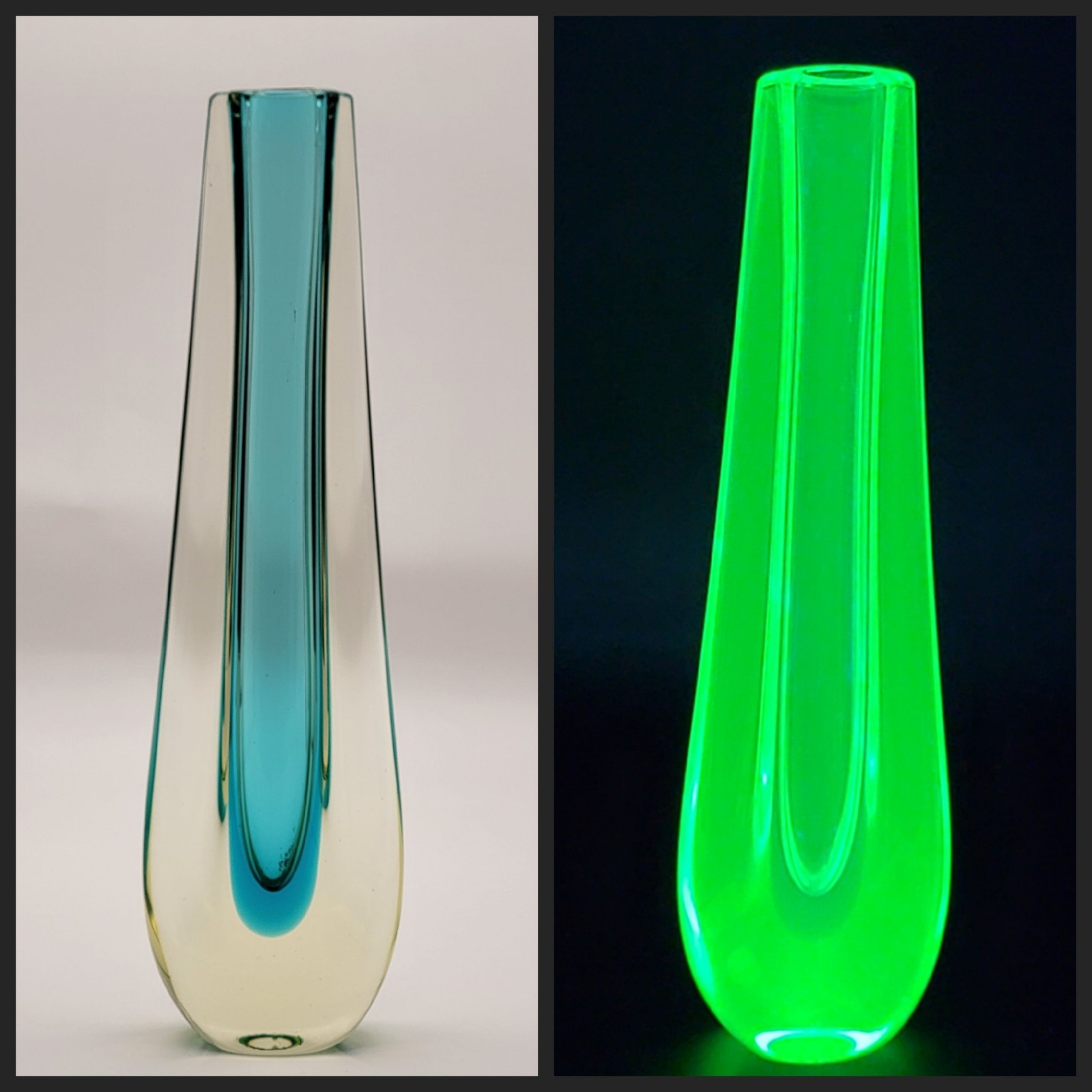 Stunning Galliano Ferro Murano Glass Vaseline Uranium 9.5″ Sommerso Vase