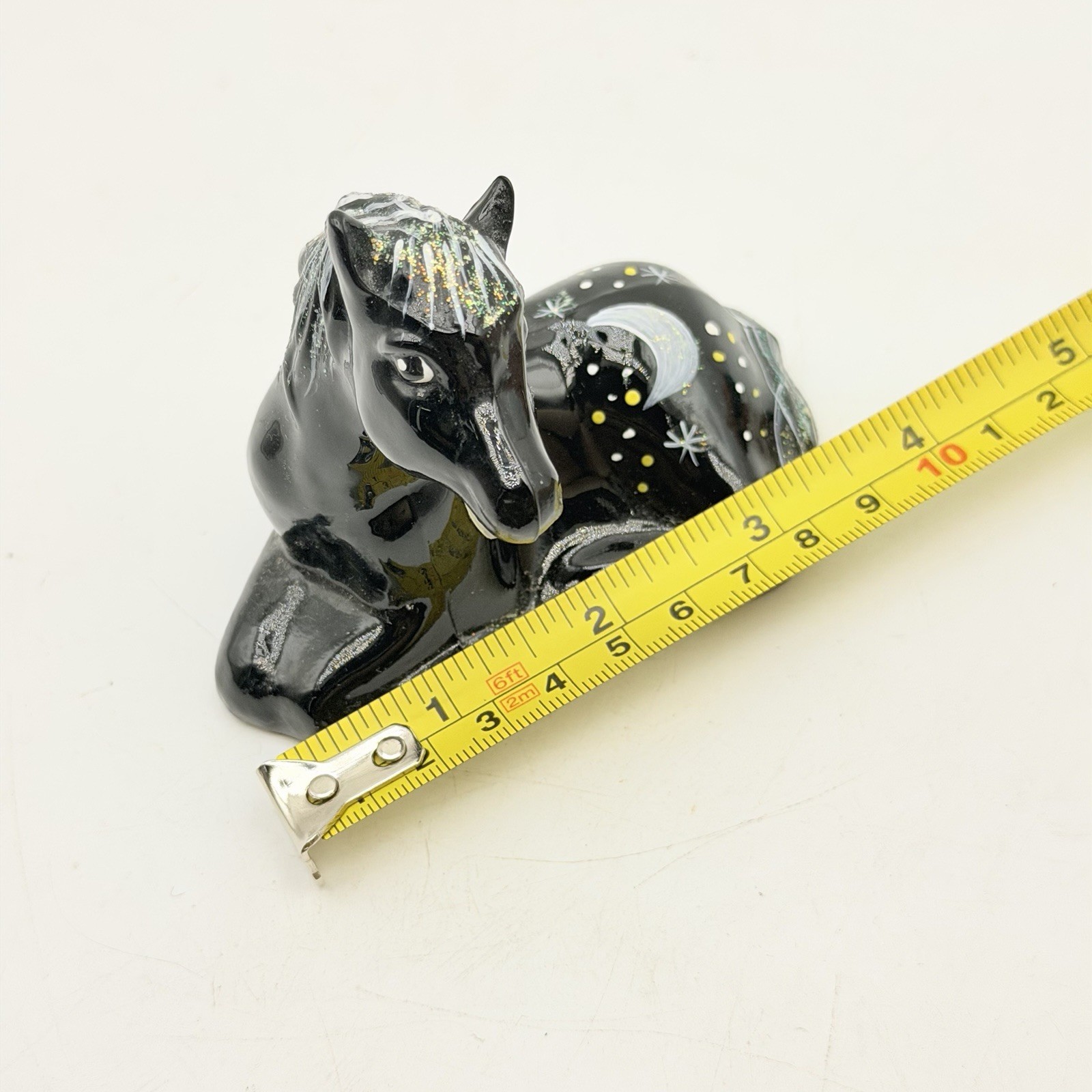 Fenton Art Glass Black Moon Stars Foal Horse Pony Figurine – signed