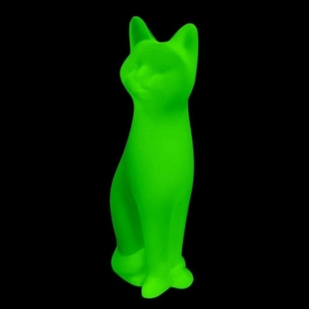 Art Deco Green Uranium Glass ‘ Cat ‘ Collectible Figurine 1930’ H. Hoffmann