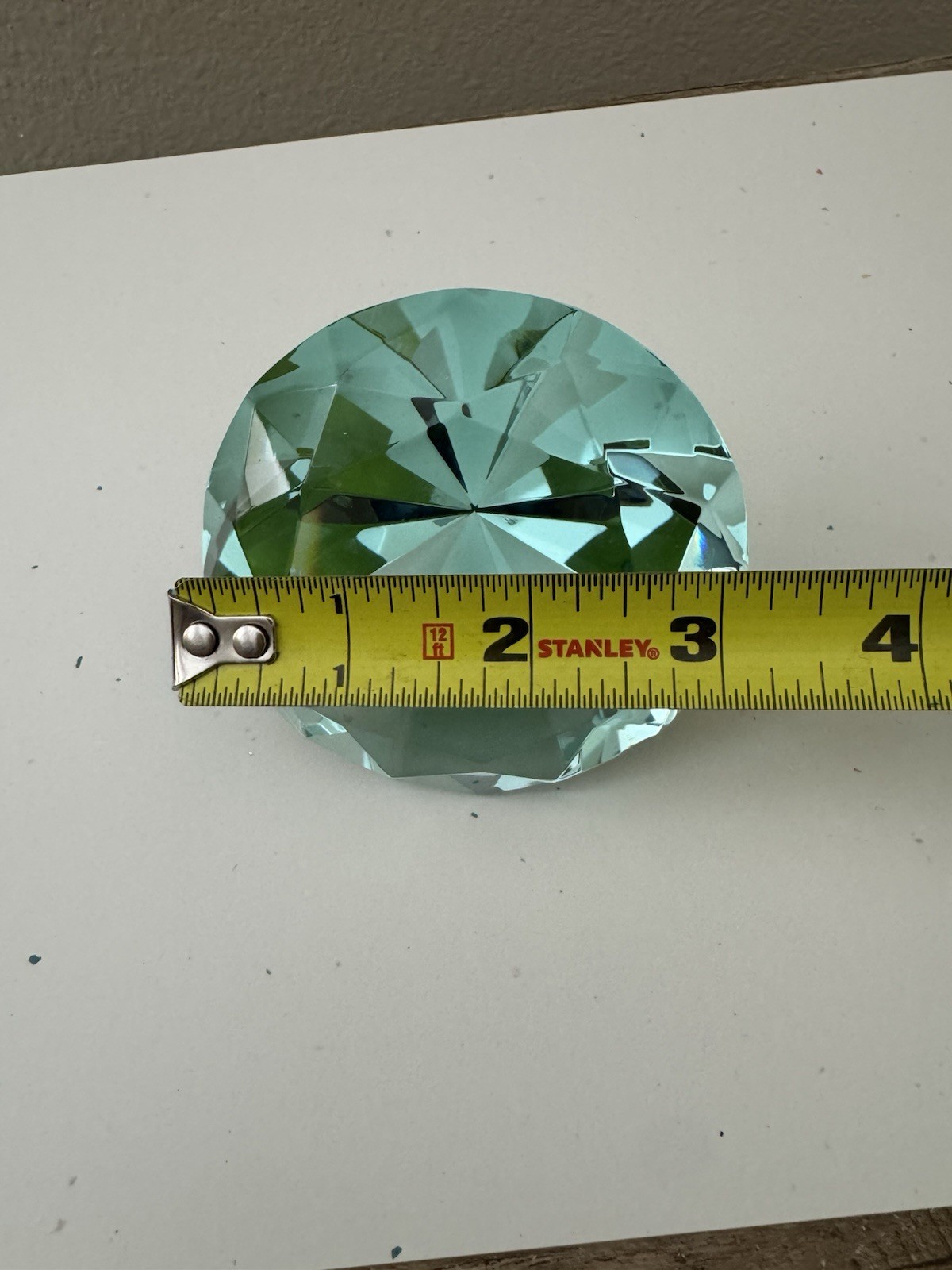 Rosenthal Crystal Paperweight Diamond Cut Faceted Turquoise In Box