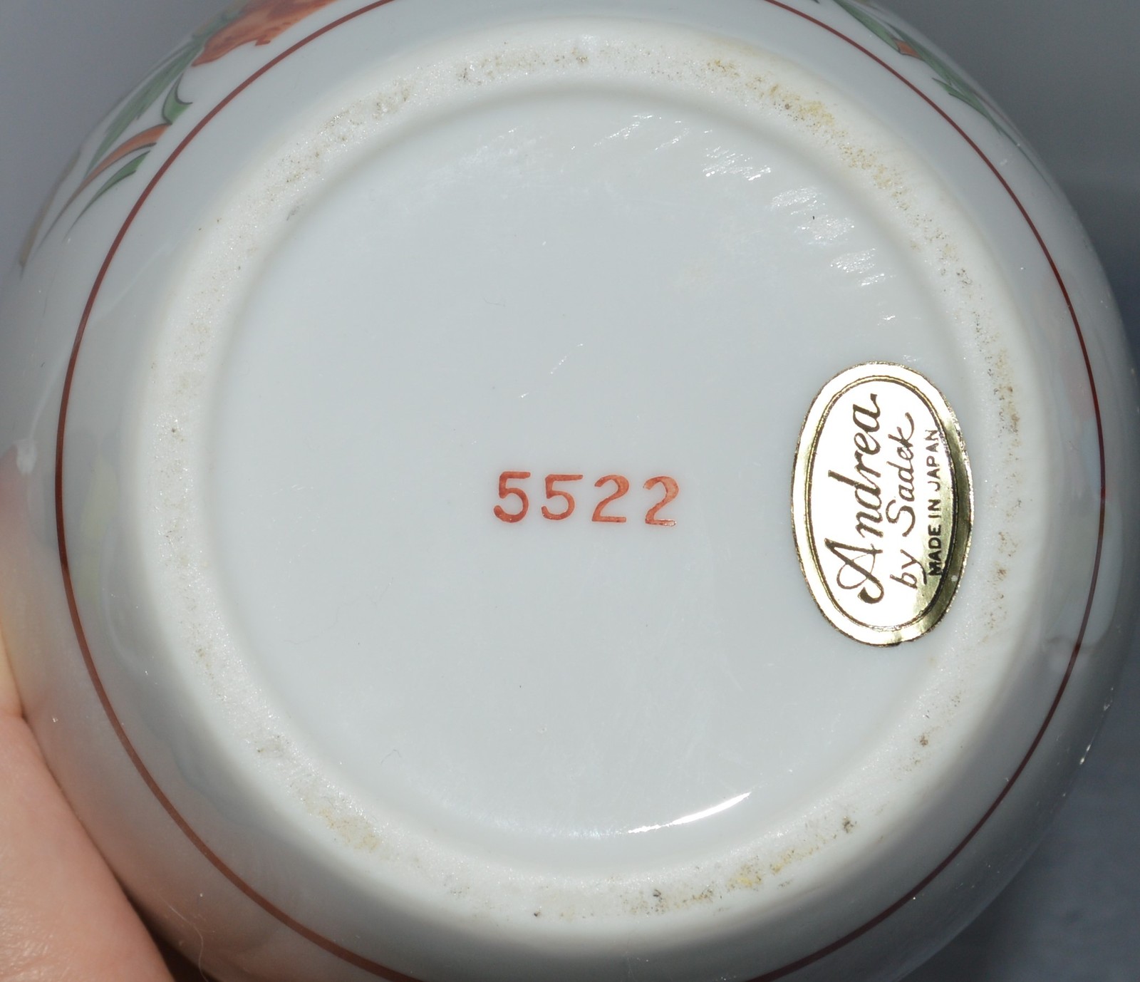 ANDREA BY SADEK #5522 Ginger Jar White with Orange Flowers No Lid Vase