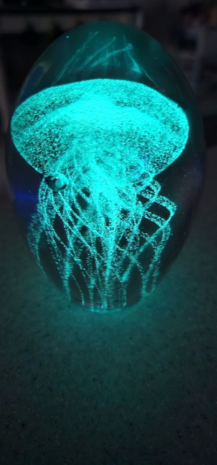 Dynasty Gallery White Clear Jellyfish Paperweight Glow in the Dark Heavy 1951