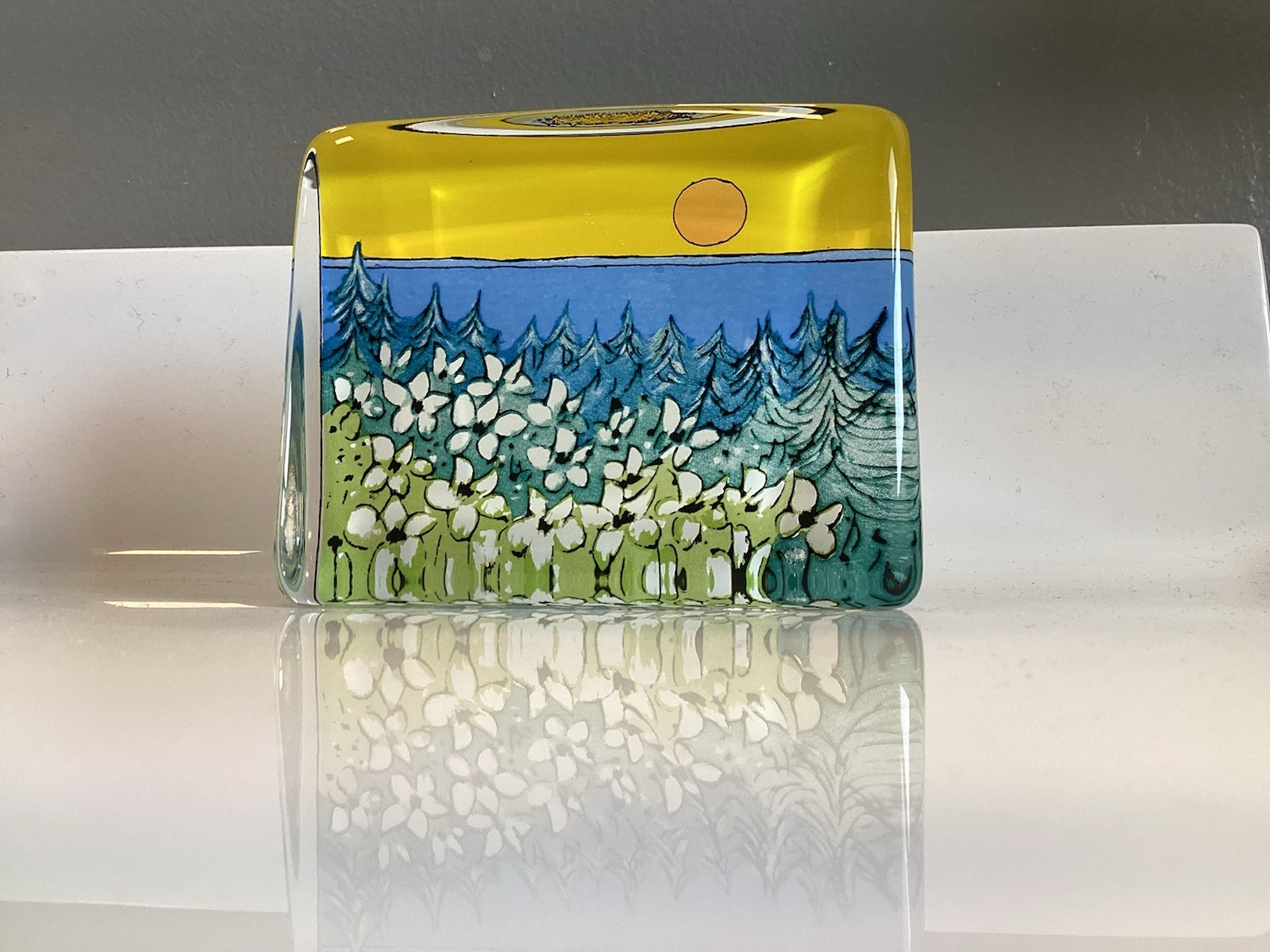 1995 Wildflowers Glass Art Signed Helja Liukko Sundstrom Arabia Finland