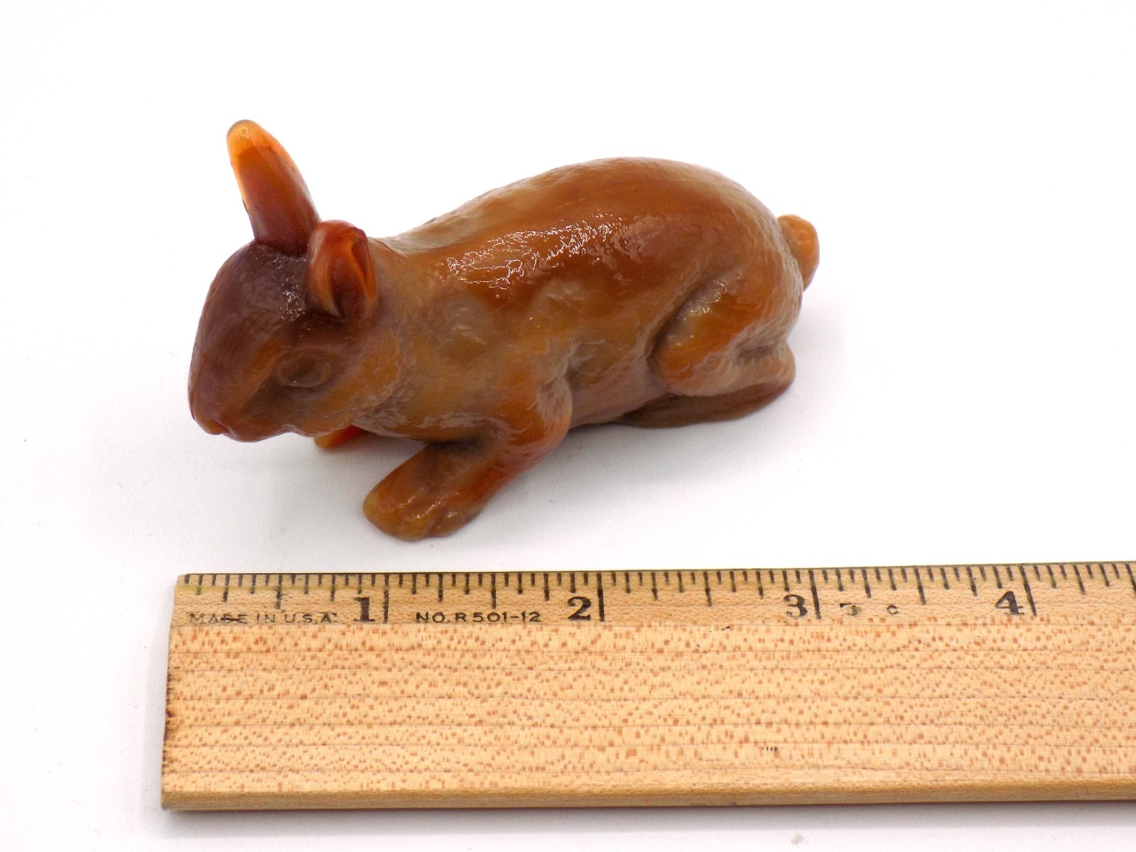 Mosser Bunny Rabbit Figure Chocolate Brown Slag Glass 3 1/4” Long