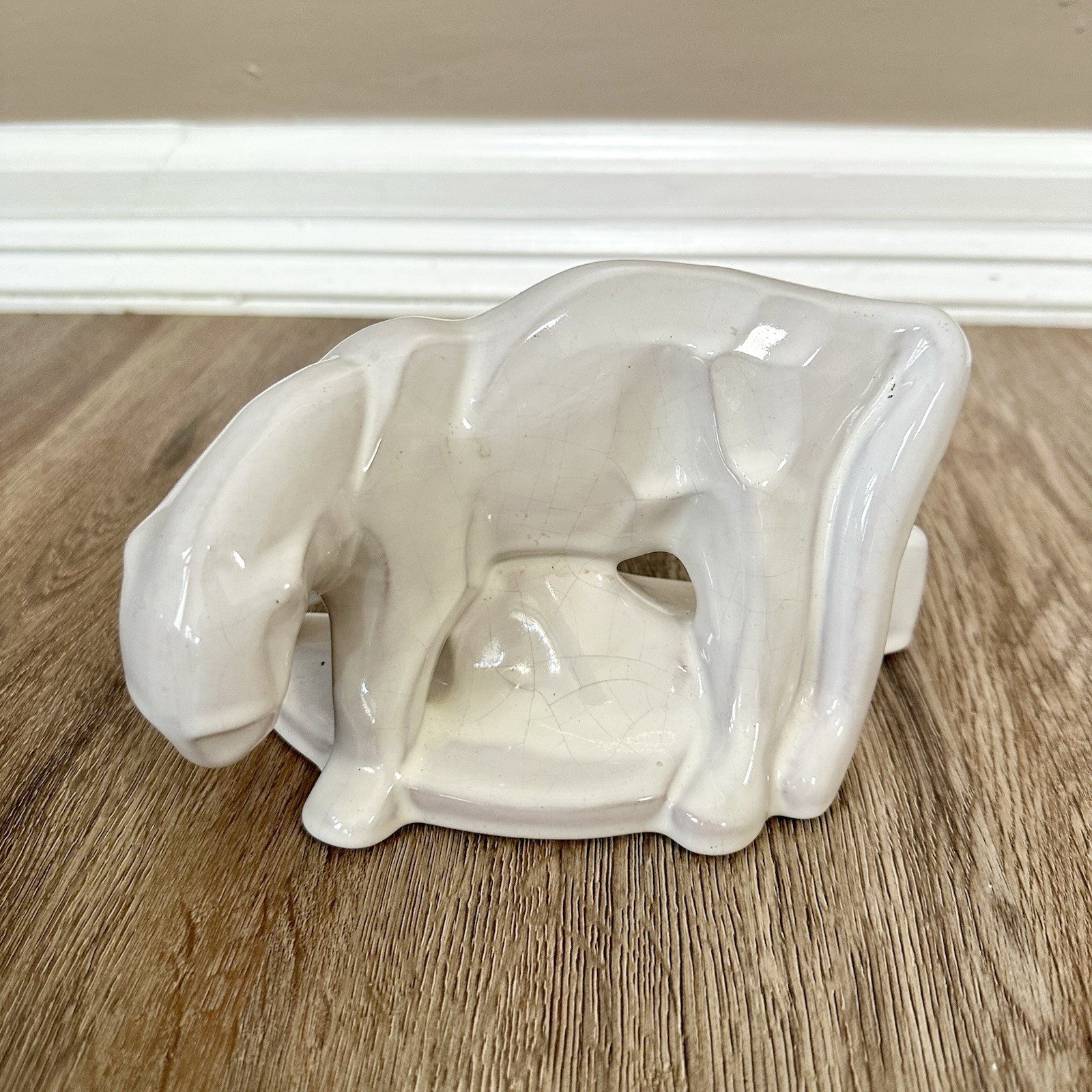 Vtg Frankoma Pottery White Glossy Panther Puma Cat Statue Standing Upright 112
