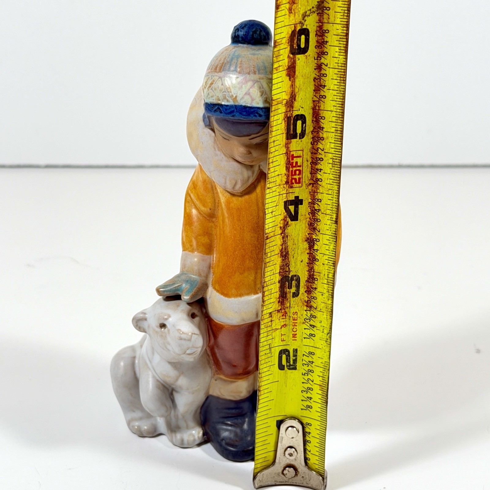 Lladro Eskimo Boy with Pet Porcelain Figurine, Matte #2269, 6” Vintage Retired