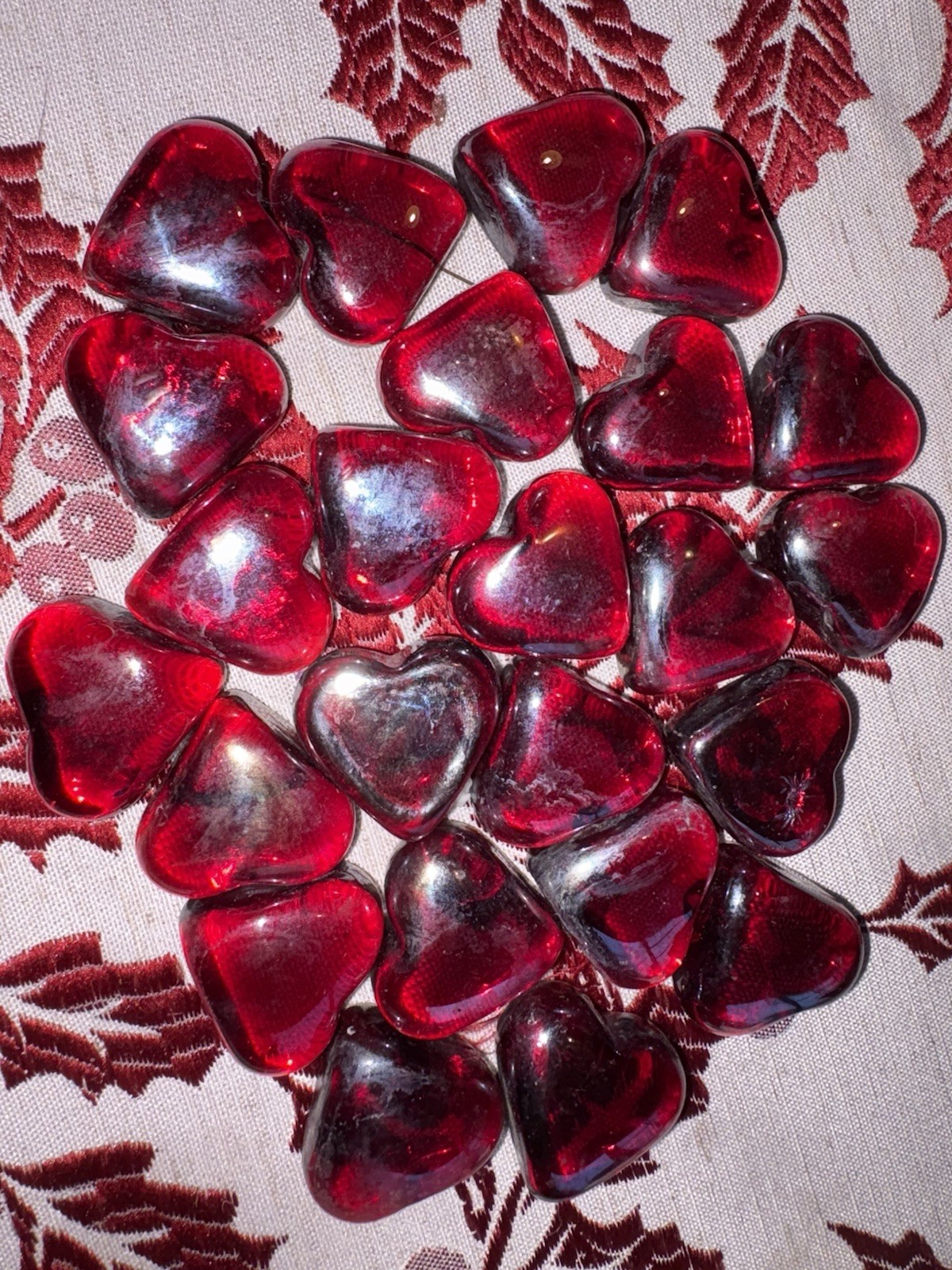 Ruby Small Glass Blown Hearts. For A Vase, Fishbowl, Or Any Decor