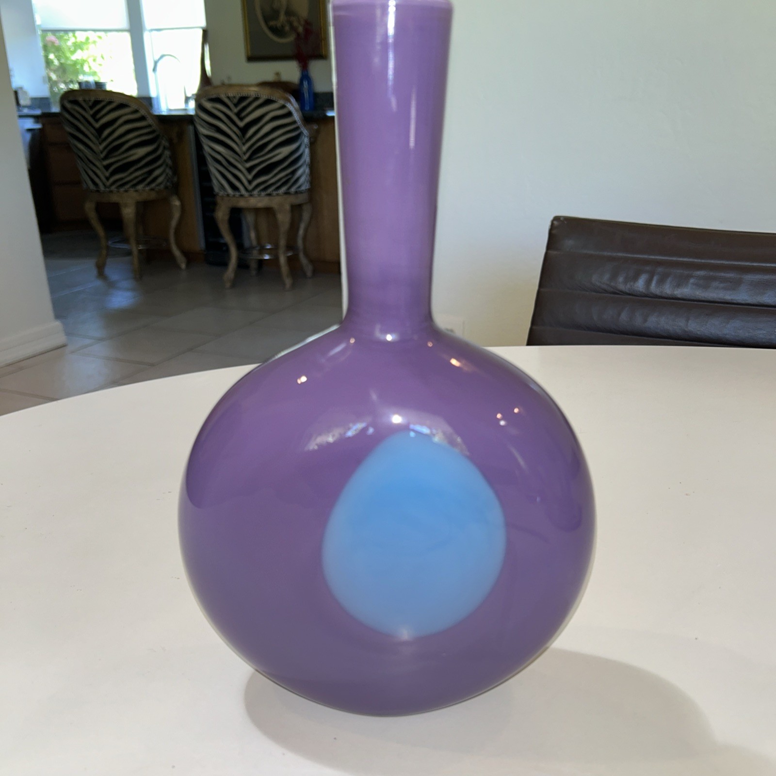 Modern Art Glass Vase Signed SSGS 2005 Purple Blue Moon Cased WOW