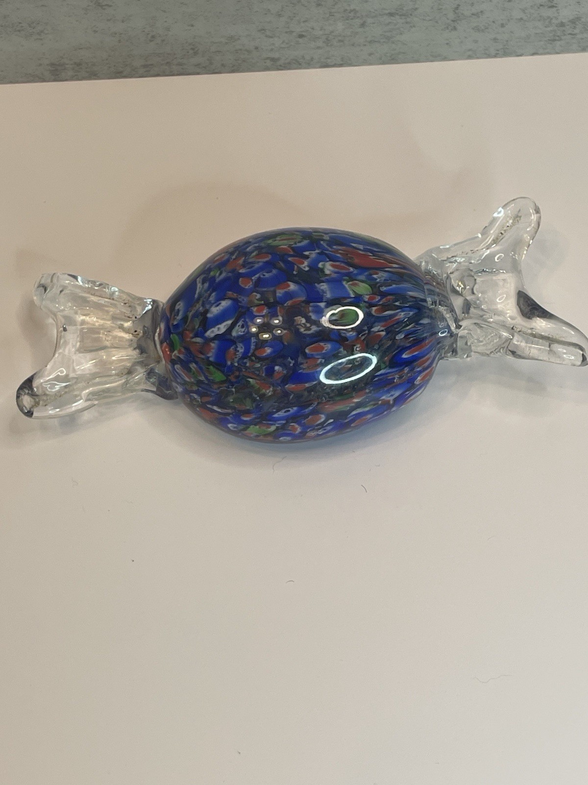 Vtg Handblown Multi Colored Candy Art Glass Paperweight