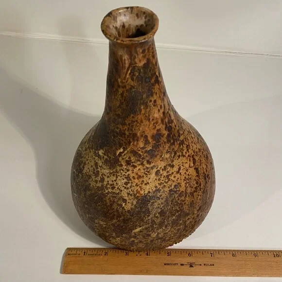 Vintage Signed Studio Pottery Vase Height 9.5” Width 7” Weight 4lbs 7oz