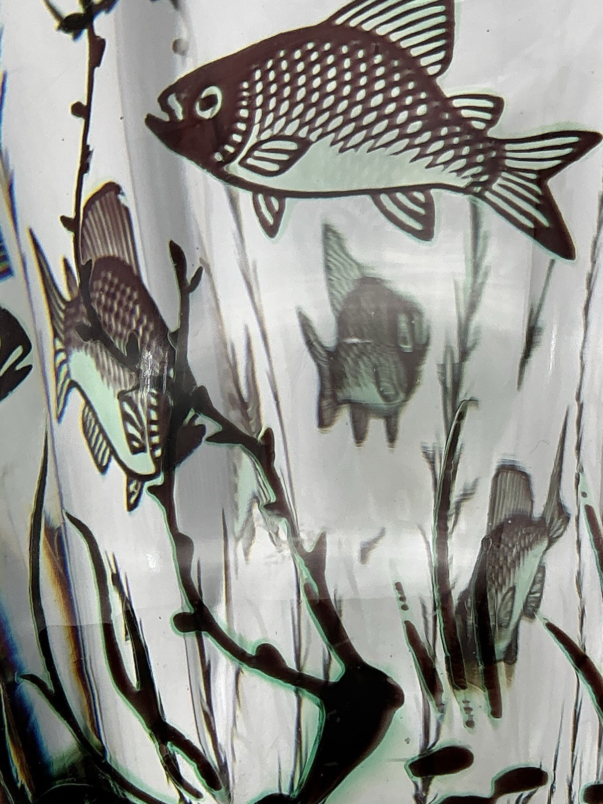 Orrefors Fish Underwater Aquarium Graal Vase Edward Hald Sweden 5.25 Inches