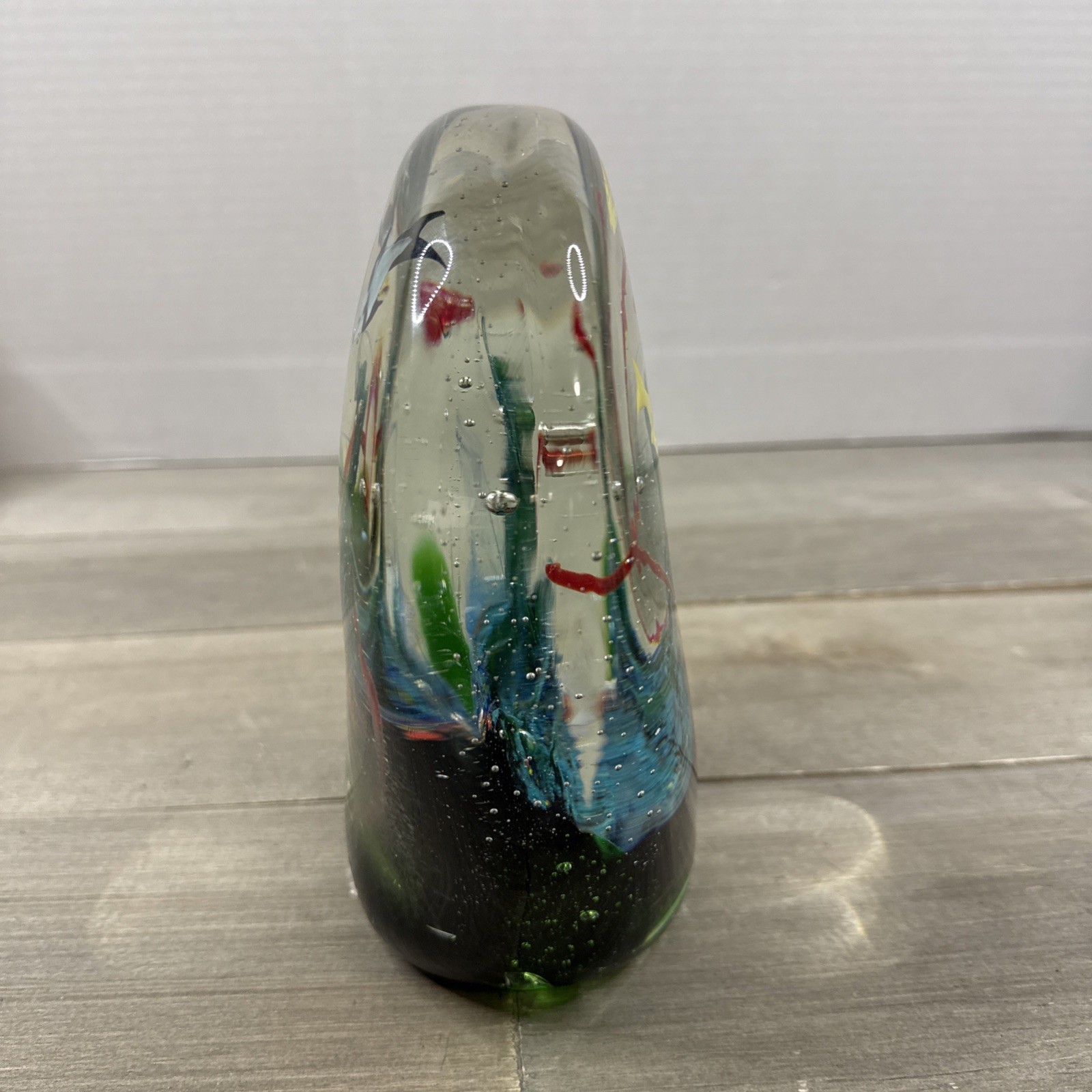 Large Murano Style Glass Aquarium Fish Paperweight 8 lbs 7.5″ Tall READ