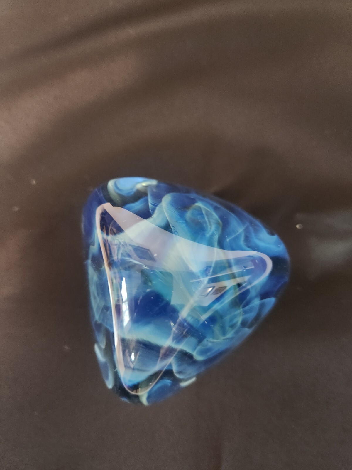 Gilbert C. Johnson Glass Clouded Veils Paperweight Signed 1997 3.50 “Blue Brown