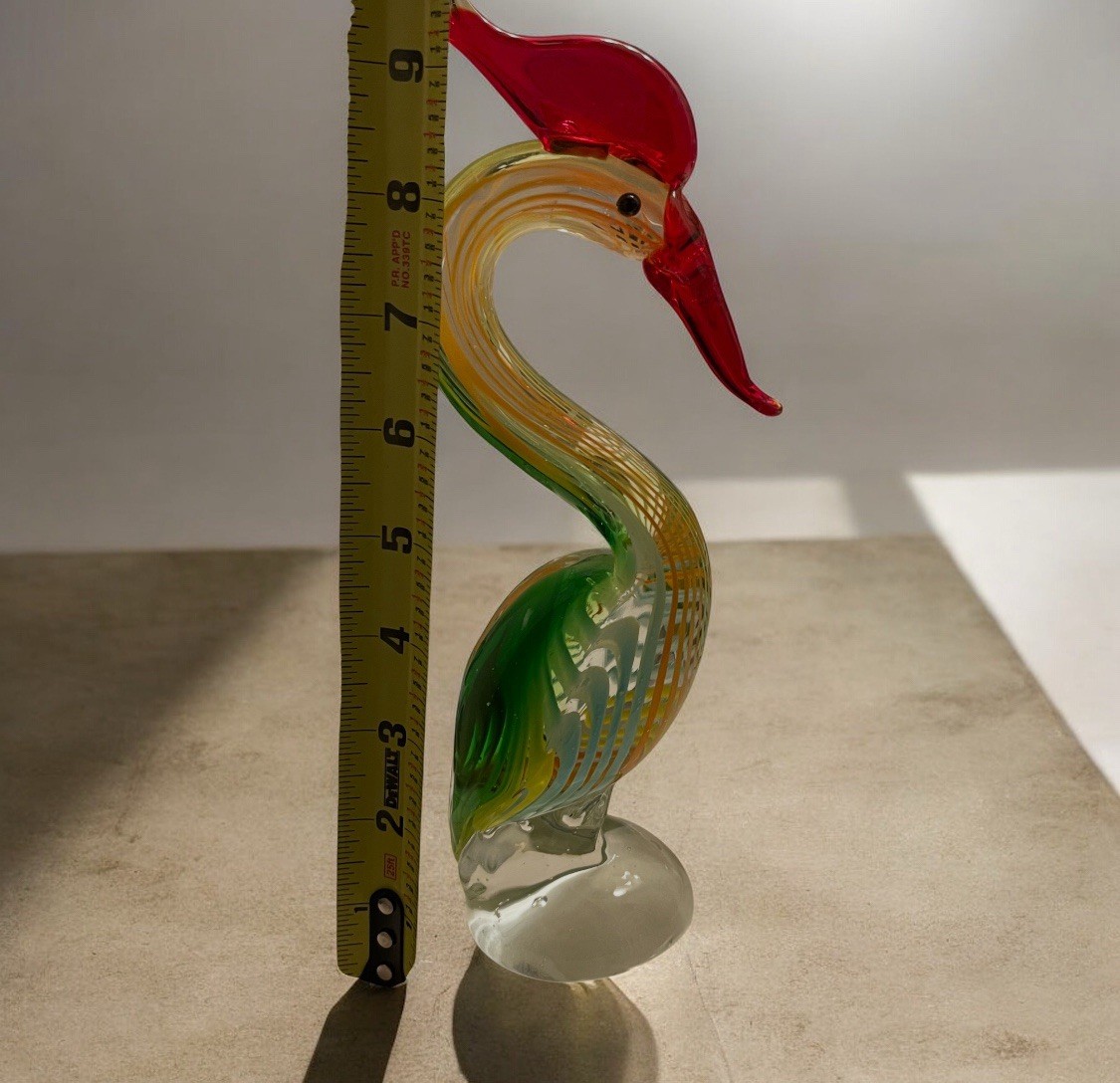 Vintage Marano’s 9.5 Inches Swamp Multicolor Hand Blown Art Glass No Chips