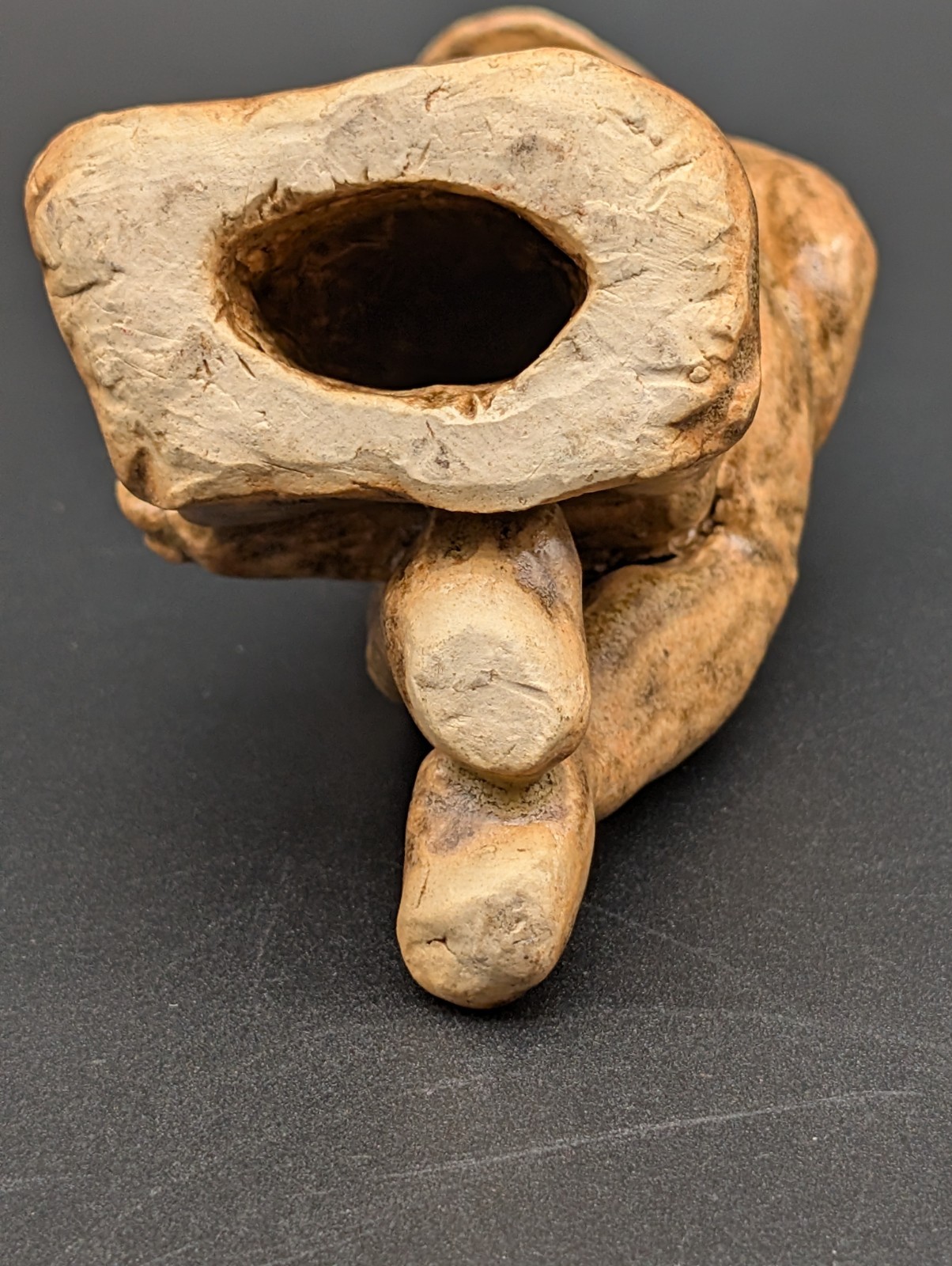 Southern Folk Art Pottery Man Sitting Primitive Outsider Figural Sculpture NC SC