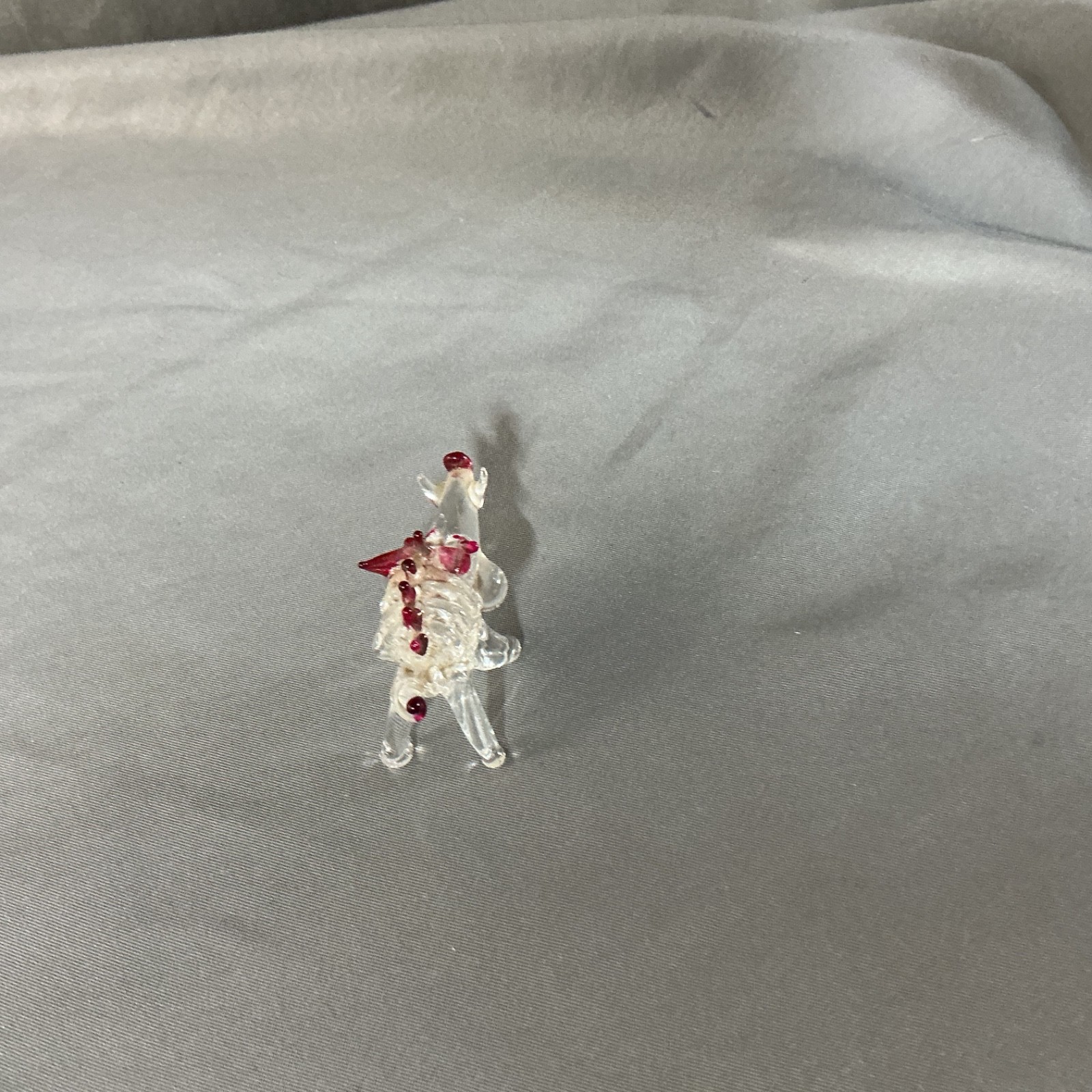 Hand Blown Miniature Glass Figure Red White Wild Boar