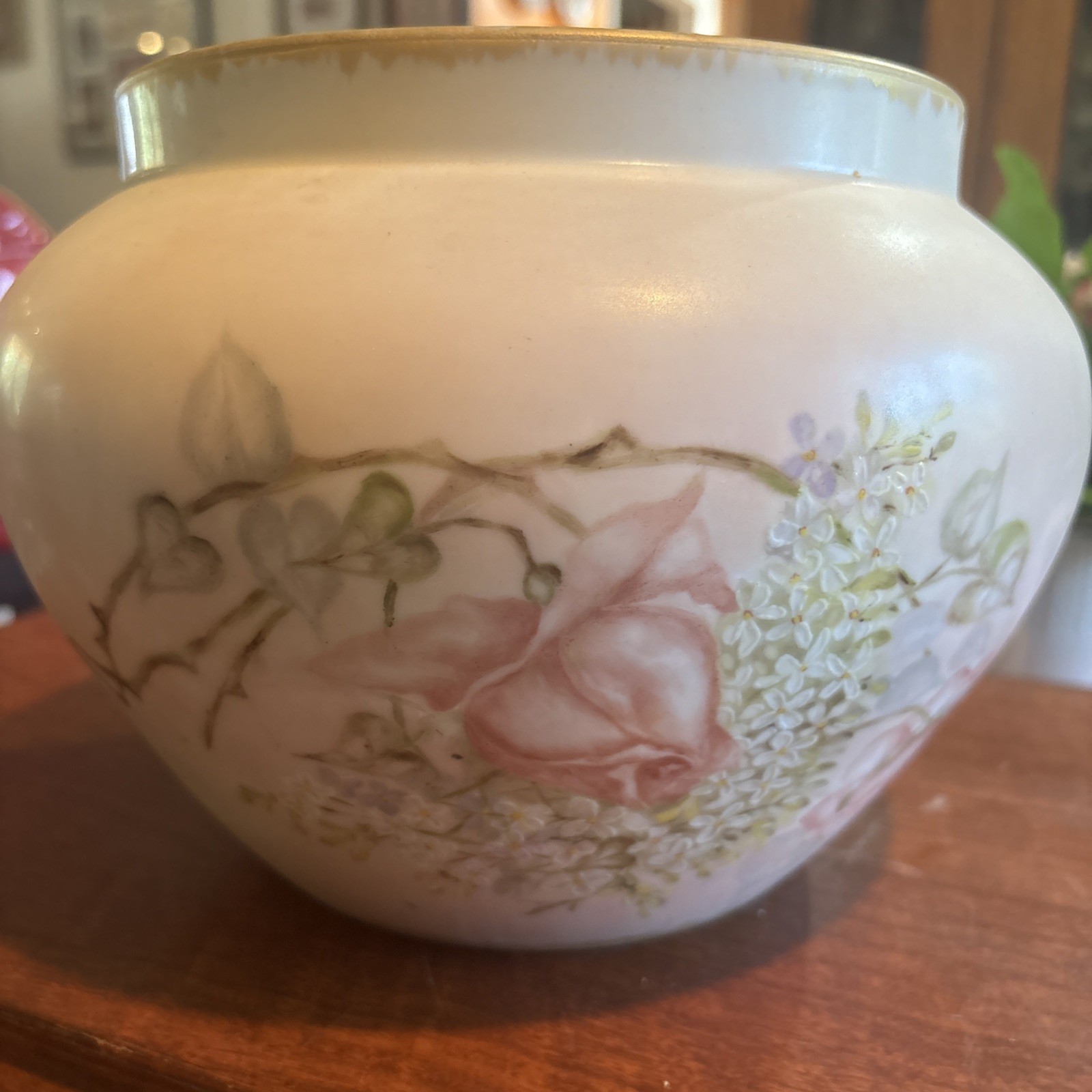 Antique Limoges Jardiniere Hand Painted Signed D and C Limoges & Olive Glover