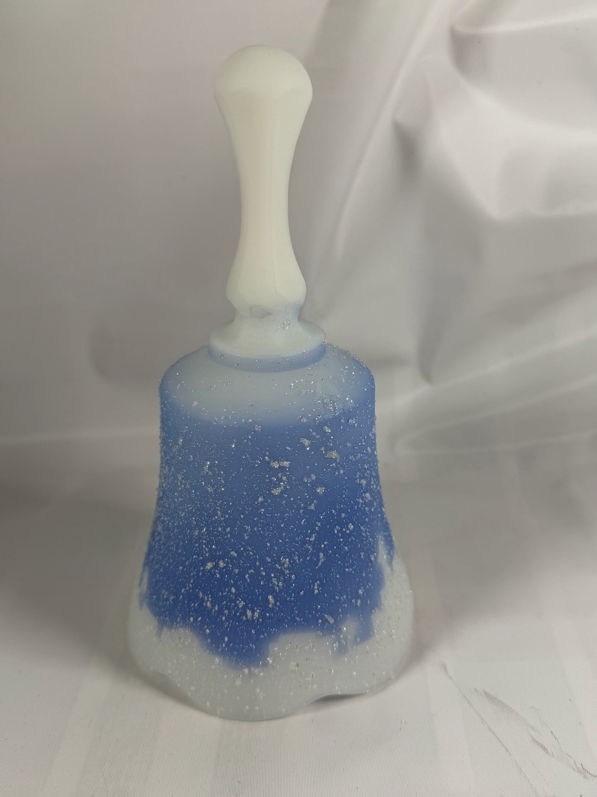 Fenton Star of Bethlehem Hand Painted Musical Bell Blue White Signed M Wagner