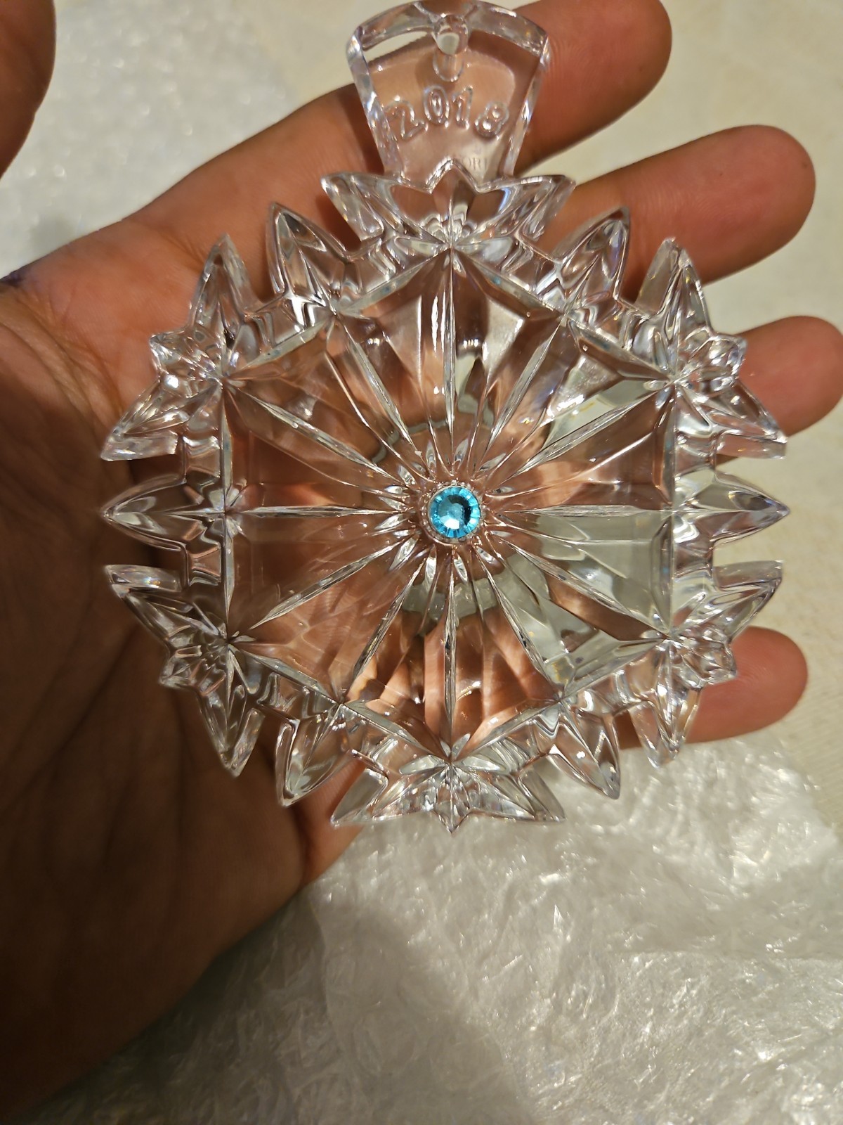 WATERFORD Crystal 2018 Snowflake Wishes “Happiness” Christmas Ornament 8th