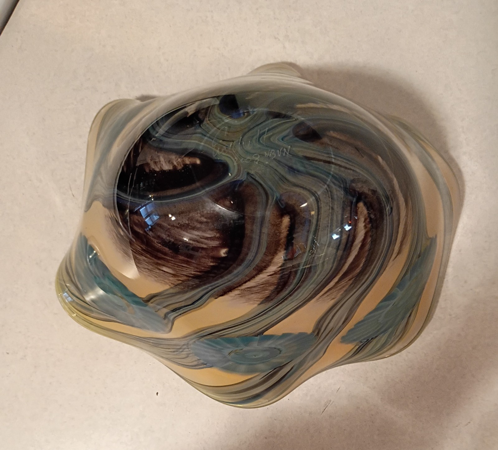 Large 2009 Signed Robert Eickholt Sea Flowers Art Glass Vase