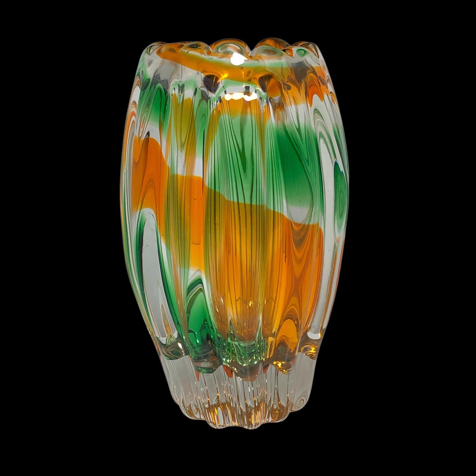 Vintage Mid Century Modern 1960s Sanyu Japan Art Glass Narumi Fantasy Vase NM