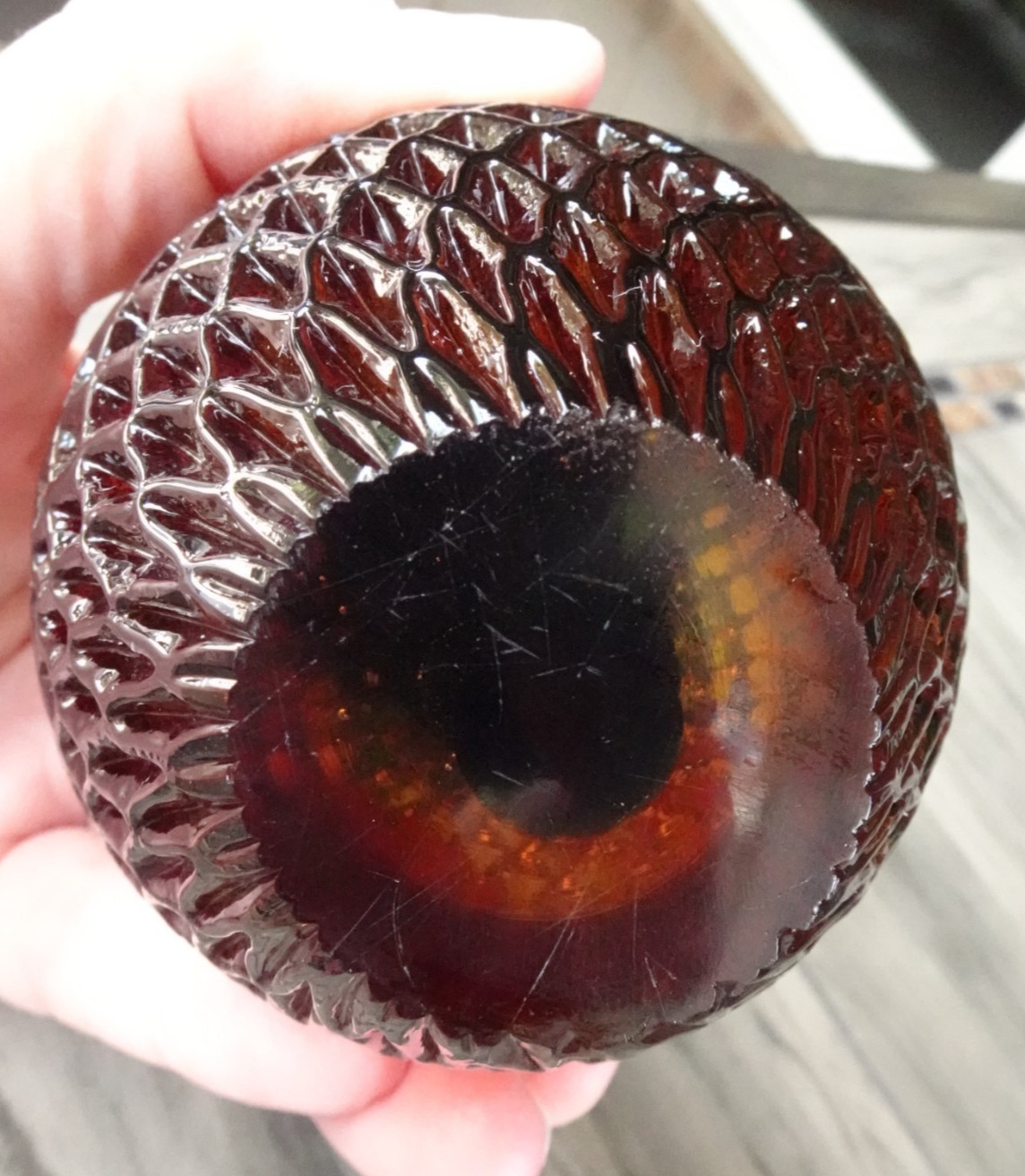1960’s Murano Art Glass Sommerso Textured Pineapple Paperweight Figurine