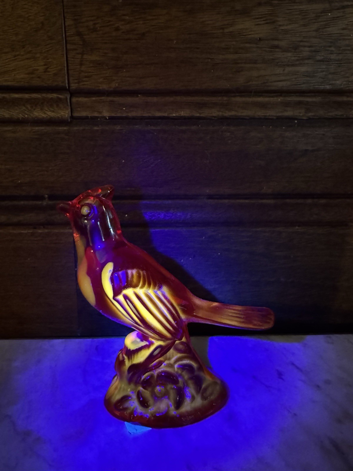 Vintage Mosser Glass Red Cardinal Figure Paperweight 5.5” x 5.5” x 2”