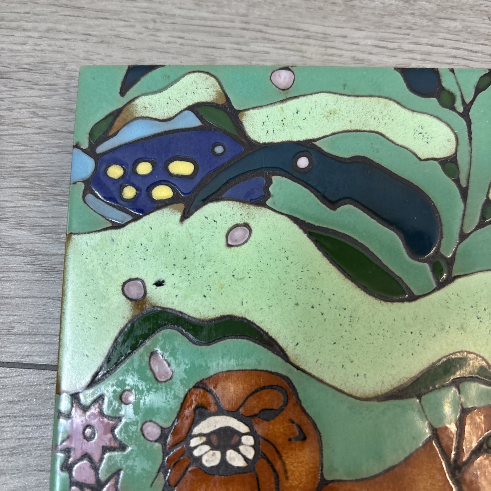 Vintage Hand Painted Water Ocean Wall Hanging Trivet Hot Pad