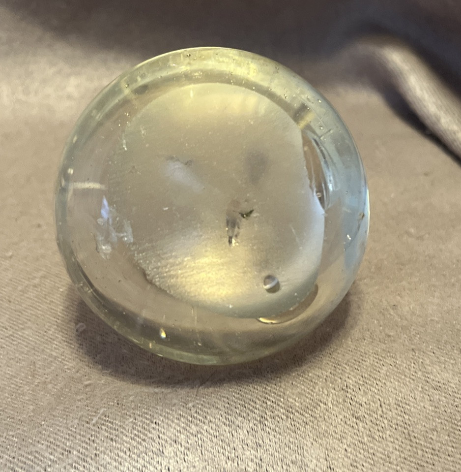 VTG Small Paperweight Round Art Glass Sphere Suspended Bubble 2”X2” Chip Bottom