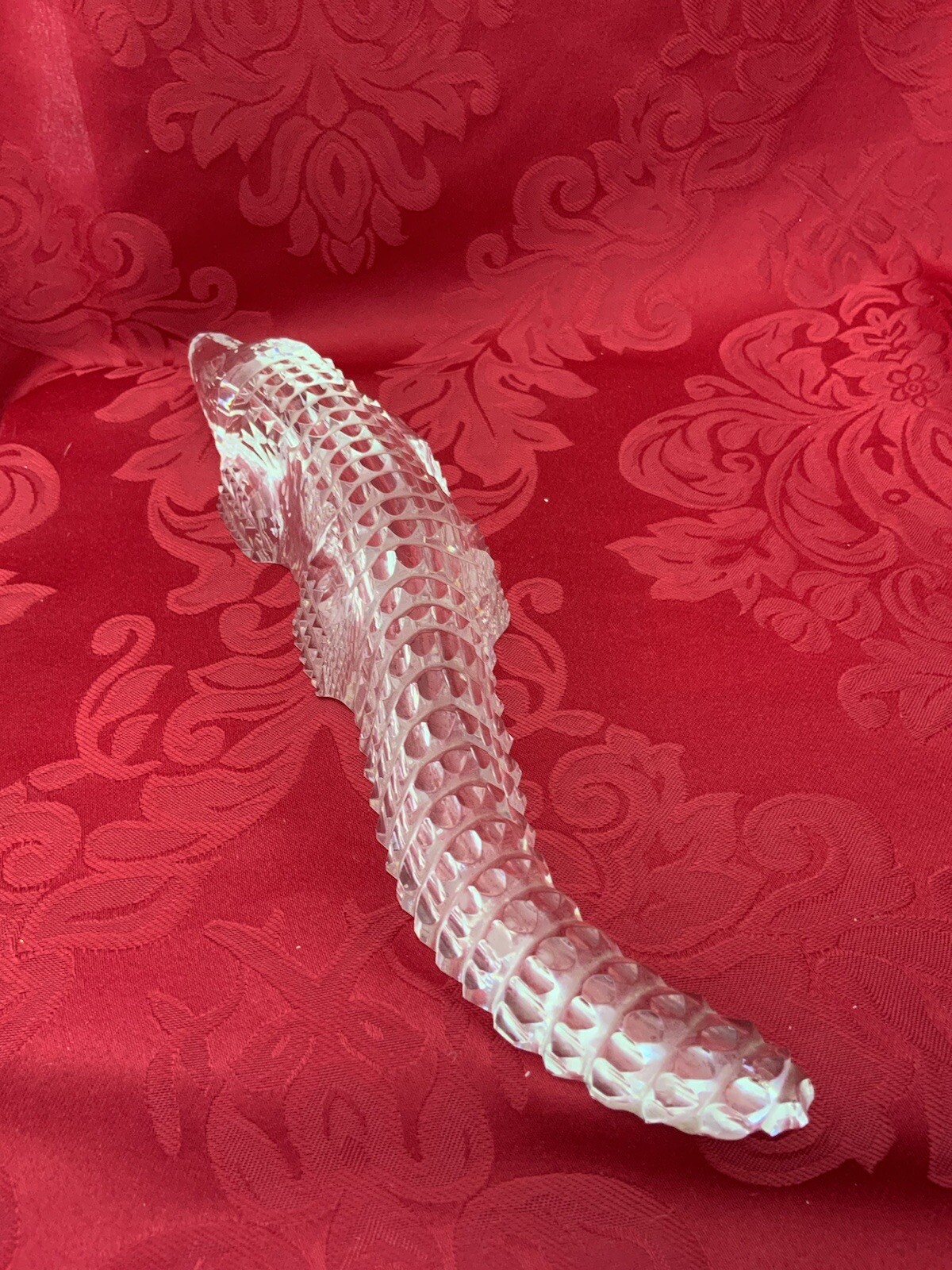 FLAWLESS Art Glass WATERFORD Ireland Crystal 11 1/2” ALLIGATOR CROCODILE Figure