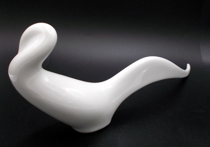 Vintage Royal Dux Jaroslav Jezek Porcelain Bird Figurine MCM Abstract White