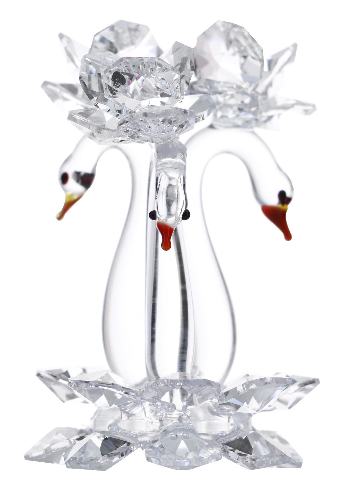 Authentic 3″ Handcrafted Triple Swan With Roses Italian Crystal Figurine