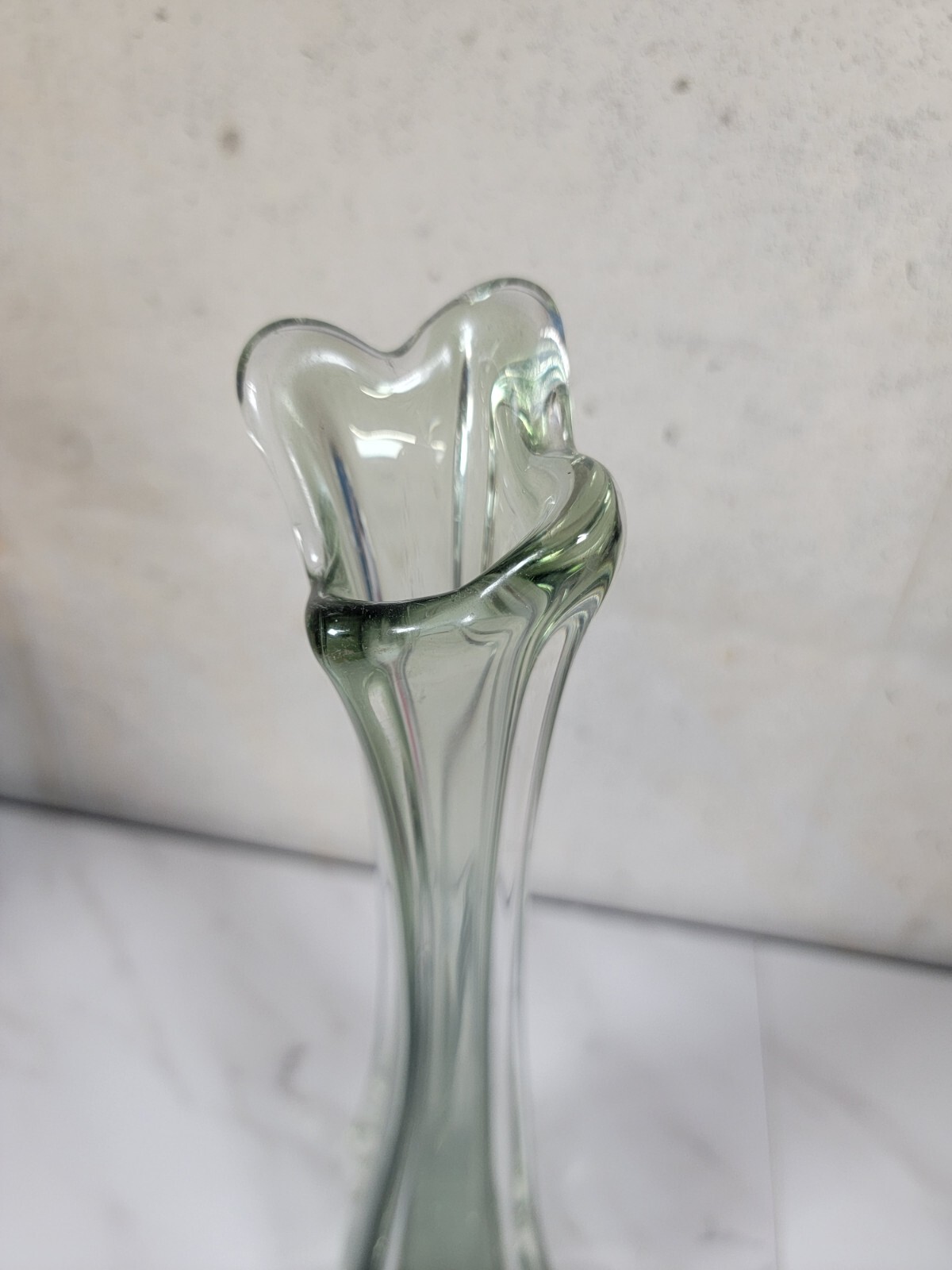 12 1/2 Inch Smokey Clear Black Stretch Glass Bud Vase